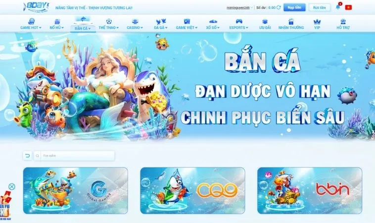 Sảnh bắn cá thiết kế đồ họa đẹp, ấn tượng