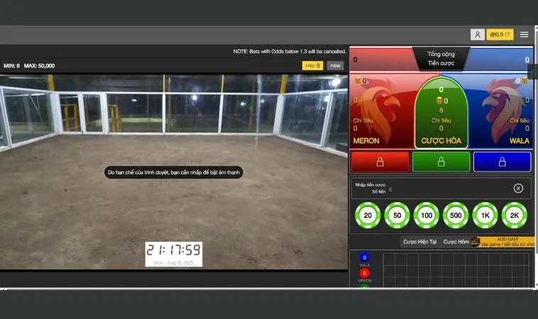 Giao diện cá cược đá gà tại 8DAY