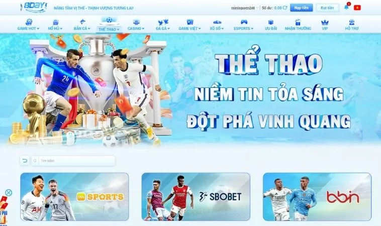 Sảnh thể thao 8DAY thiết kế giao diện đẹp, chuyên nghiệp