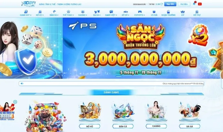 Giao diện trang chủ nhà cái 8DAY